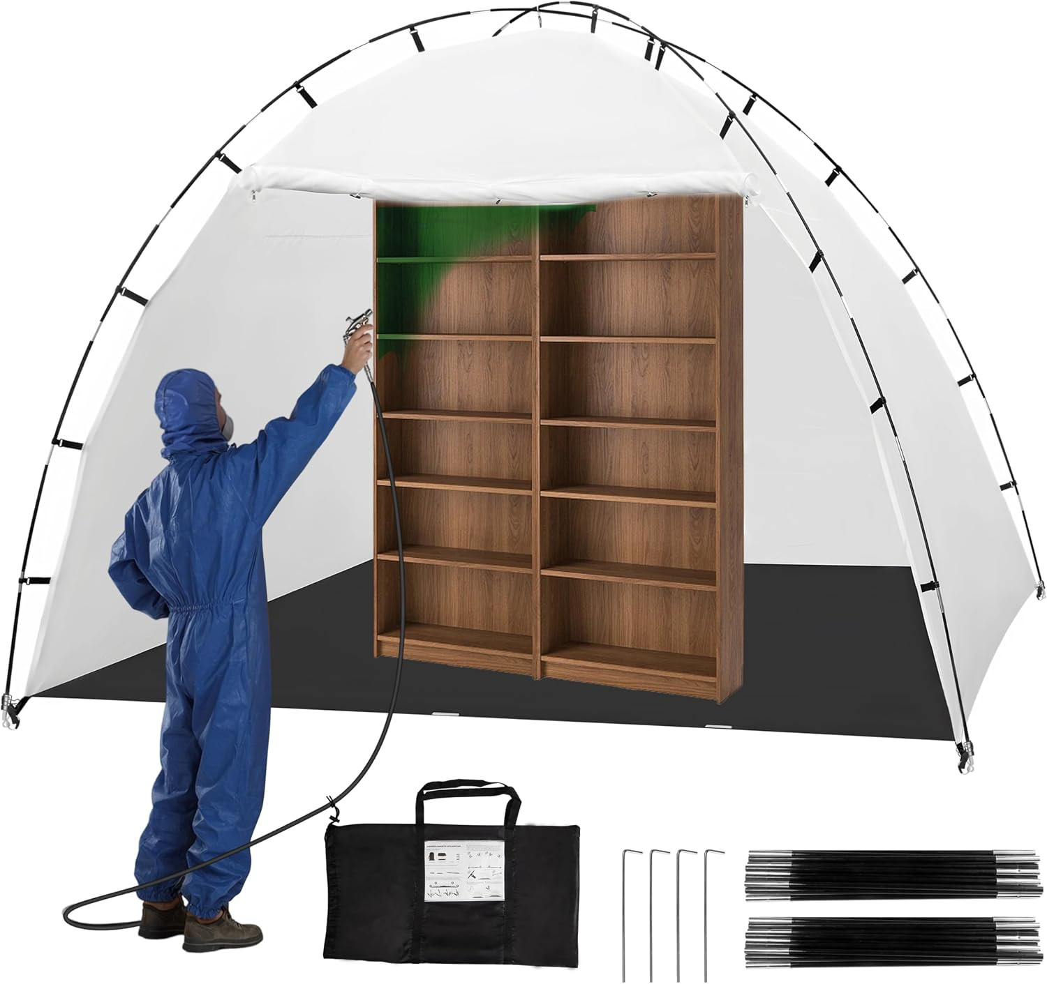 Portable Paint Booth Tent 10X10X6.3Ft,Extra Large Paint Booth with Waterproof Fl