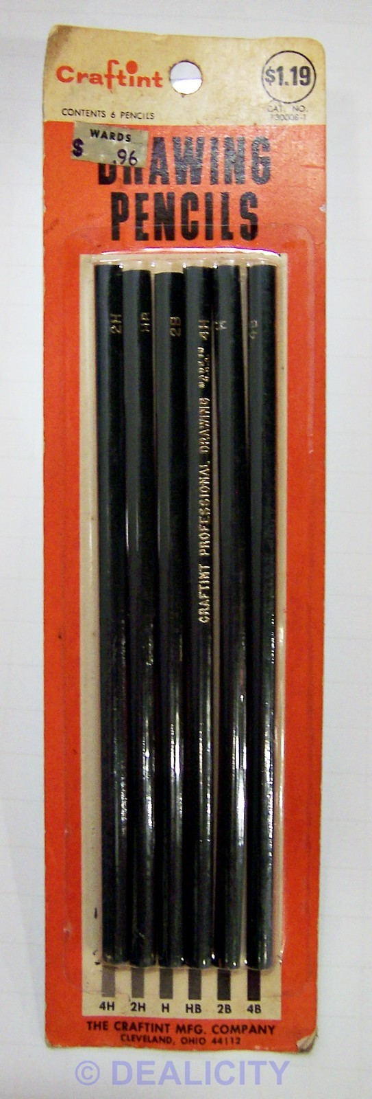 ARTIST CRAFTINT DRAWING PENCILS New 6-Pack 4H 2H H HB 2B 4B NOS Vintage 1960s Ⓢ