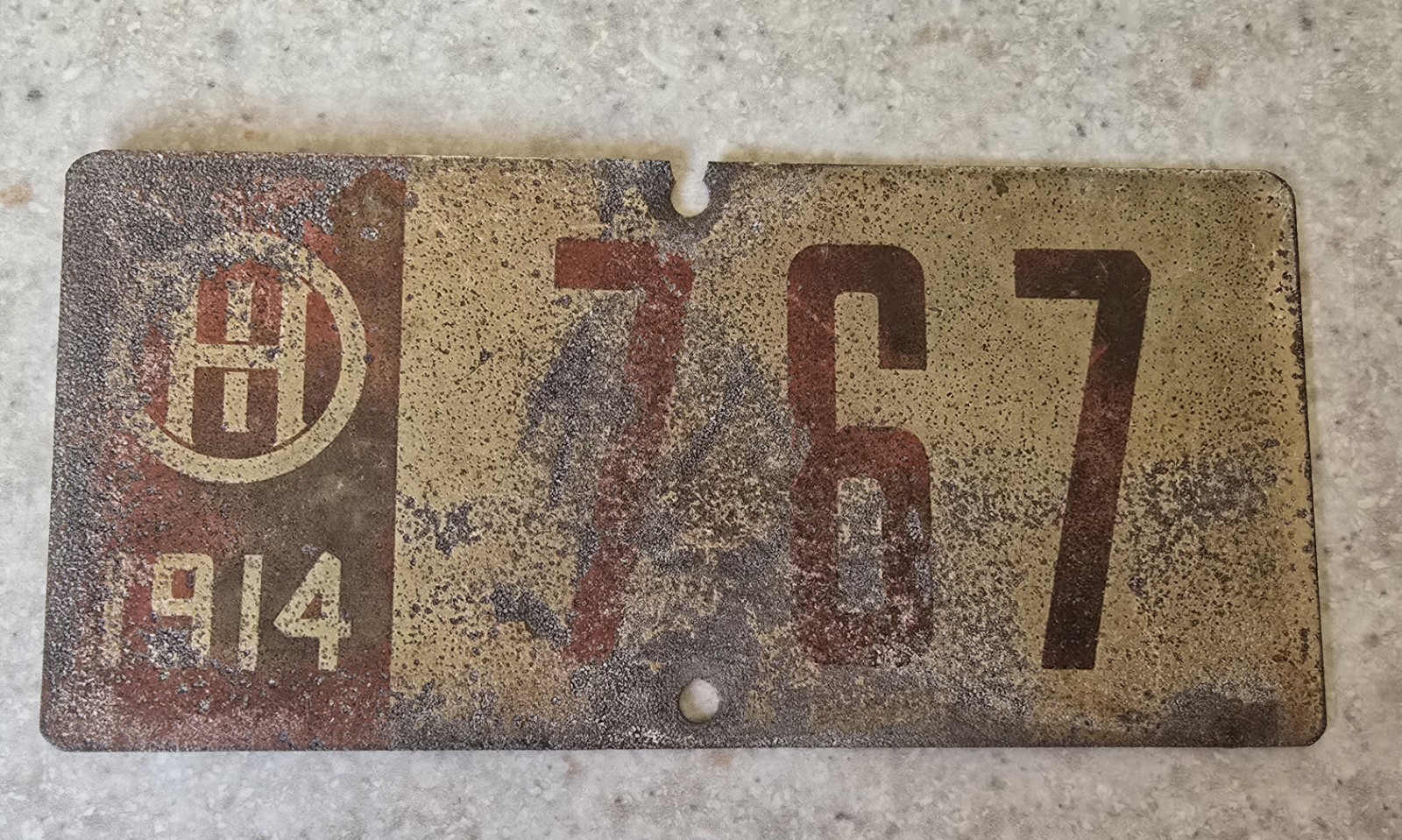 1914 Ohio Motorcycle License Plate 3 digit Harley  Indian  Excelsior, Merkel 🏍