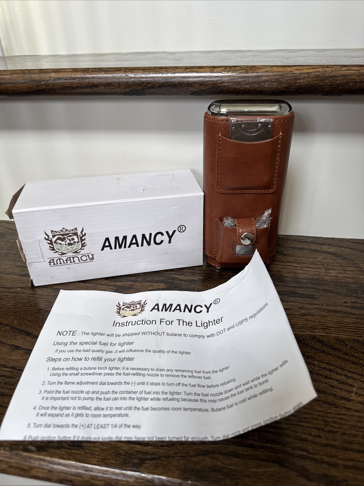 Deluxe Portable 3 Holder Cigar Case Set With Lighter and Cutter Brown AMANCY