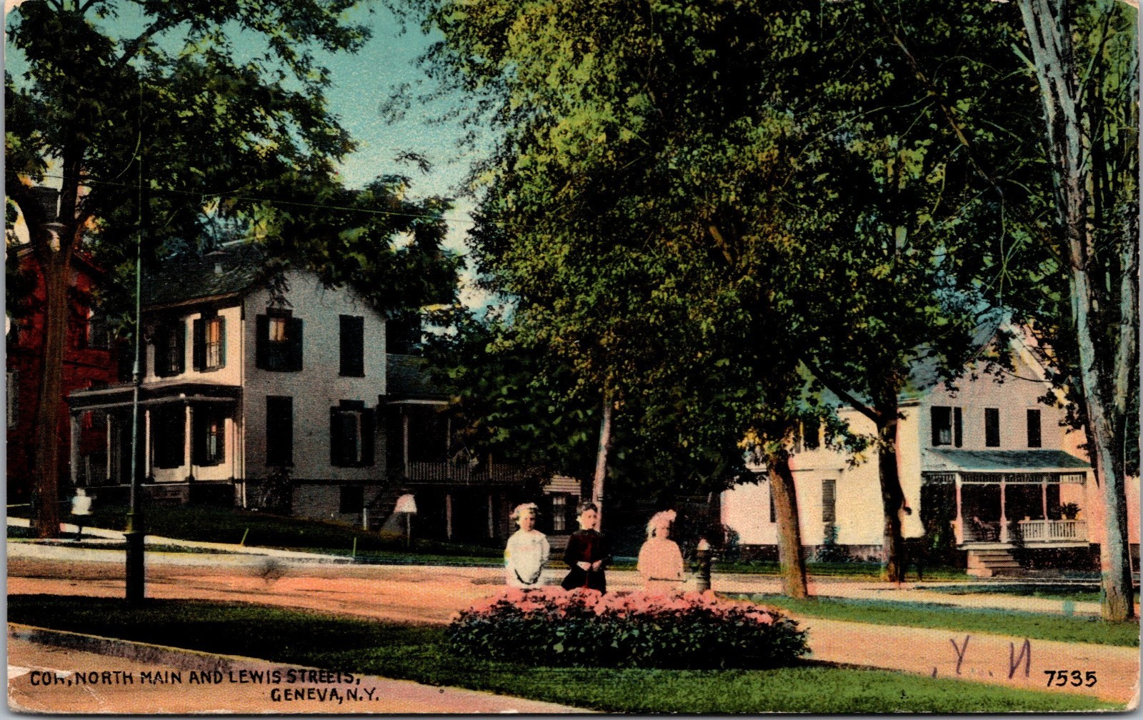 Geneva New York North Main & Lewis Street View Postcard Posted 1912