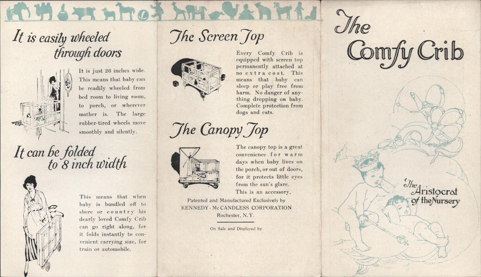 1920s BABY CRIBS antique brochure THE COMFY CRIB Kennedy-McCandless Corporation