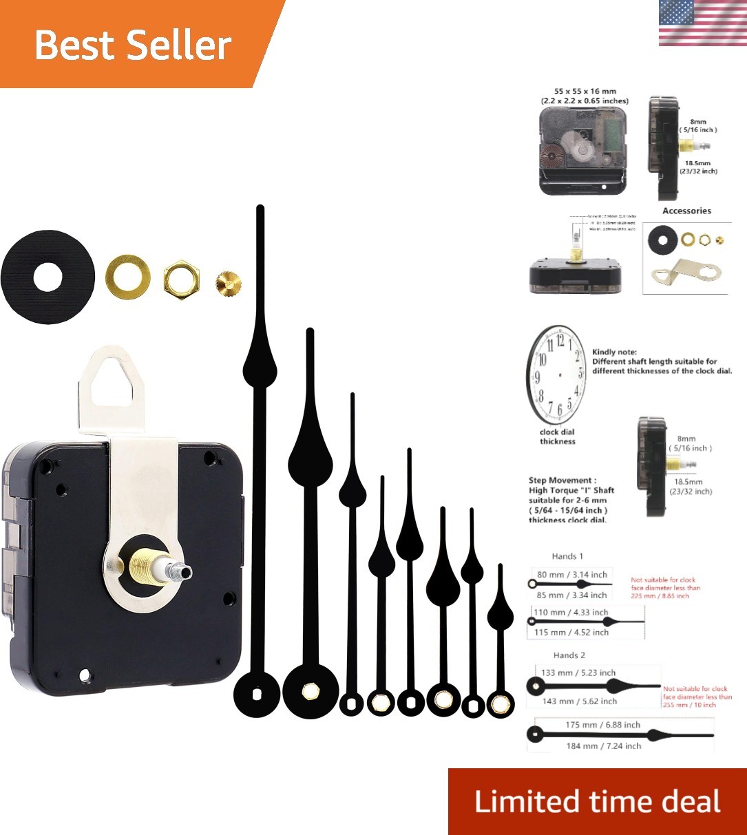 DIY Modern Quartz Clock Replacement Movement - Easy Install with Clock Hands