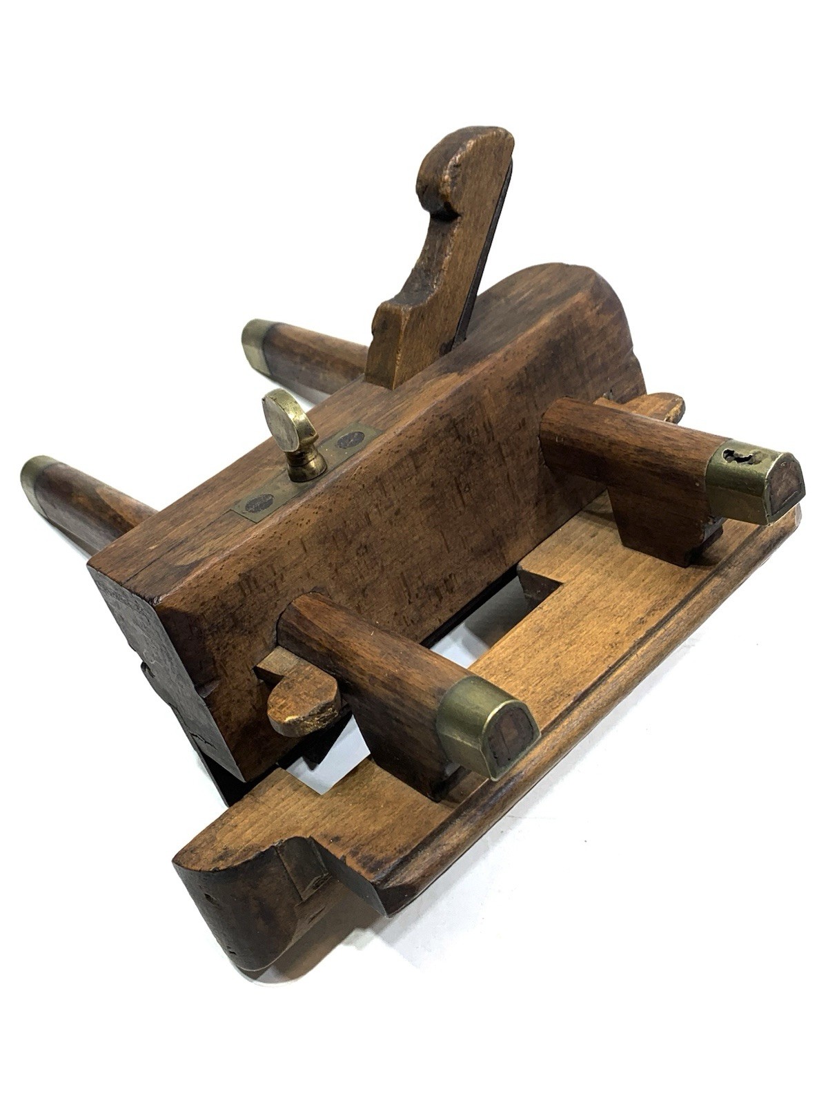 19th Century RARE-(((A.A. PRESTON))) Marked Wooden Screw-arm Plow Plane Tool