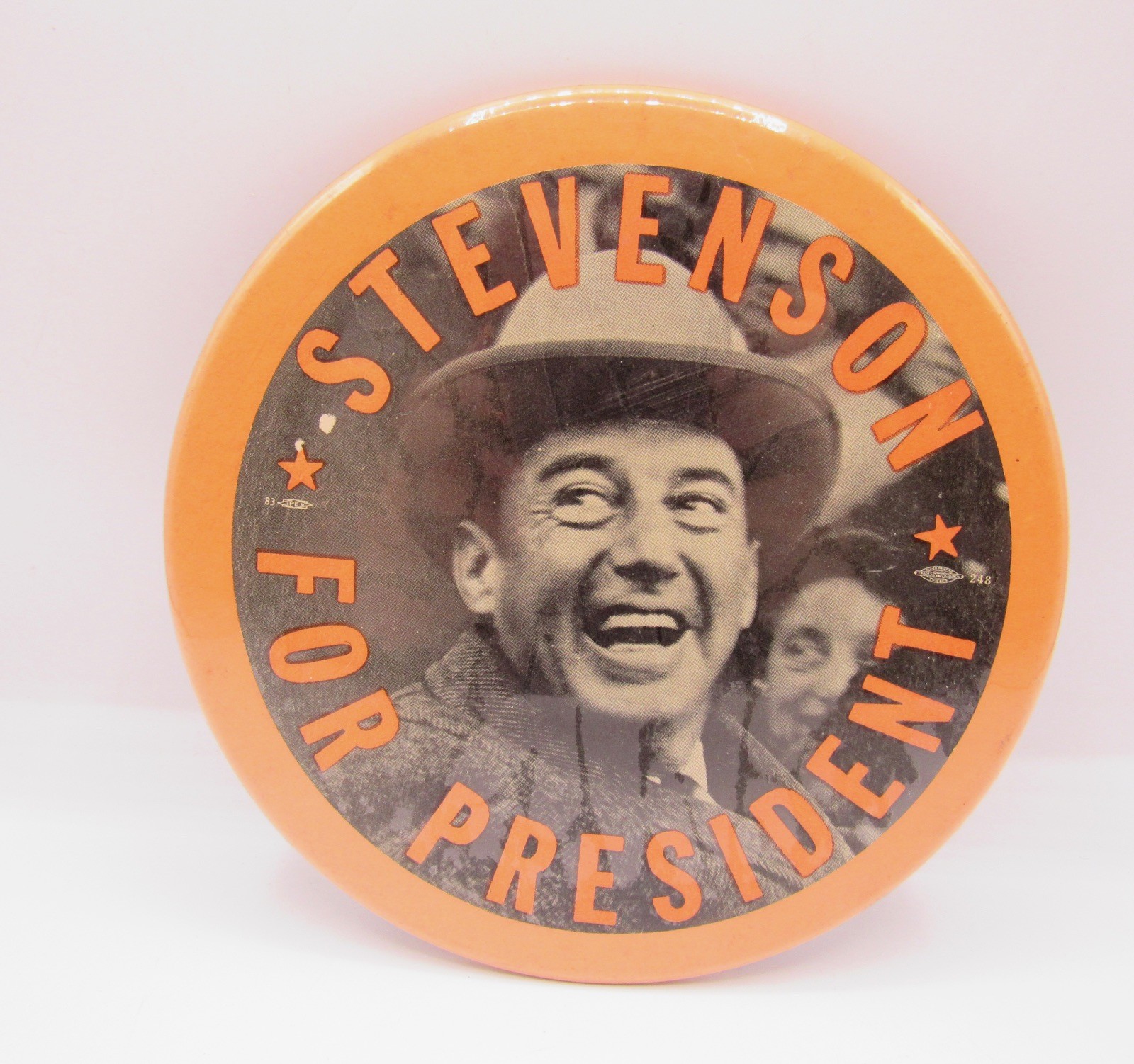 Vintage Adlai Stevenson for President 6” button/easel back IPEU union 248