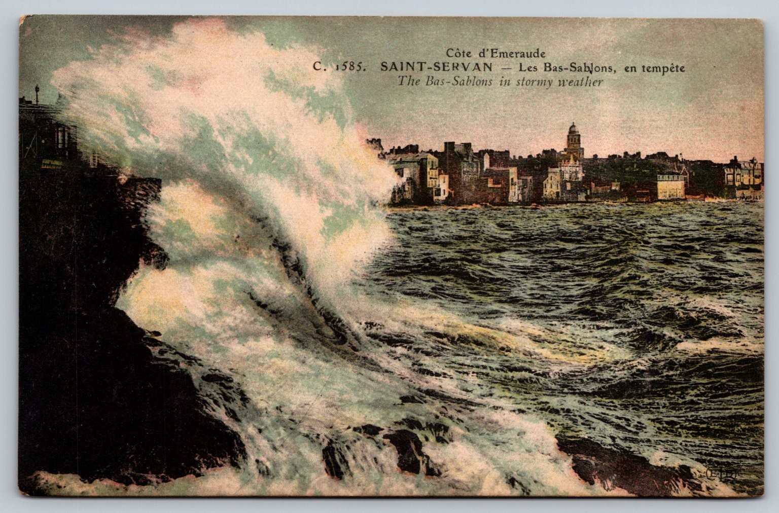 Vintage Saint-Servan Bas-Sablons Stormy Weather Postcard France