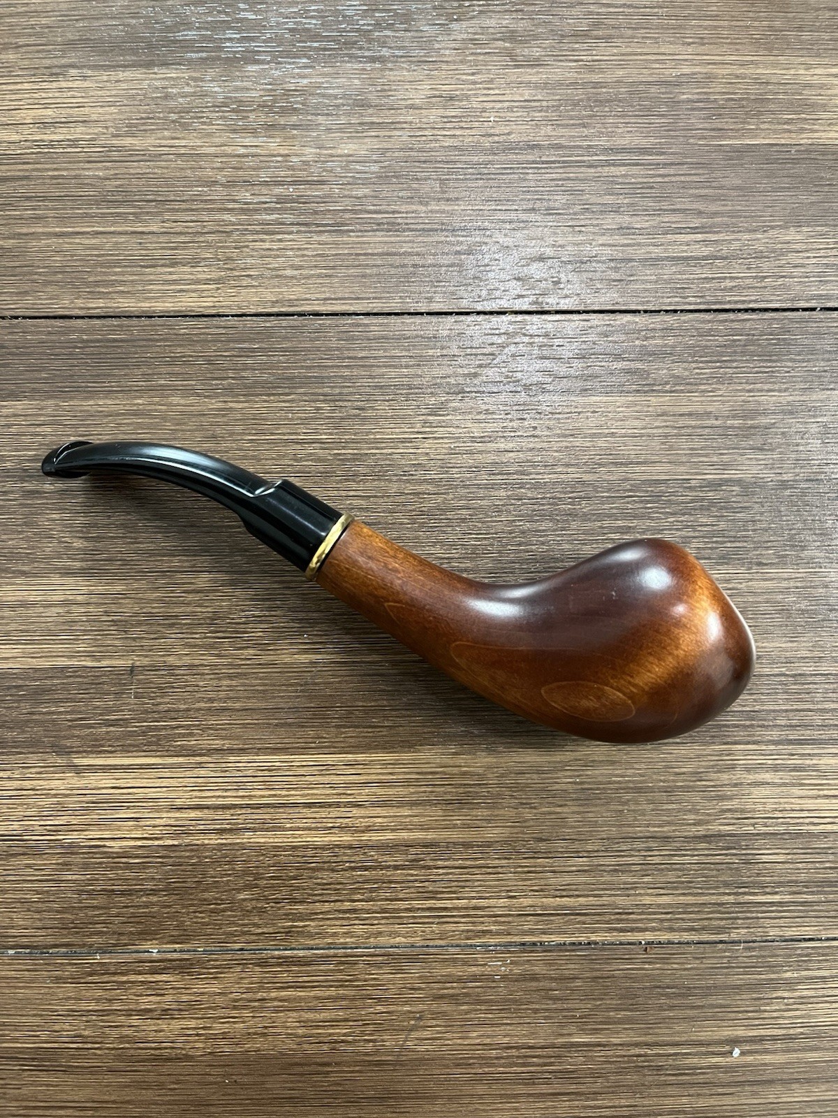 Vintage Unbranded Estate Smoking Pipe Smooth Wood Curved Shank Monogram CJ⁠
