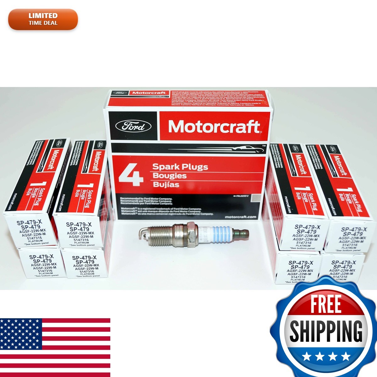 Pack Of 8 Genuine Motorcraft Spark Plug SP-479 AGSF22WM