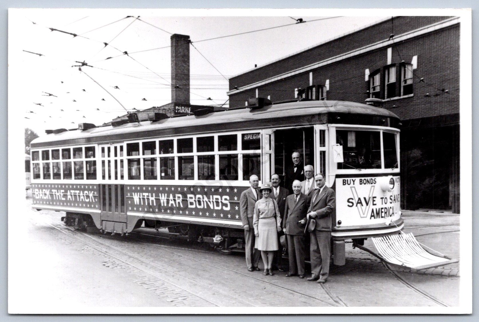 K11/ Trolley RPPC Postcard c1950s Denver Colorado WWII Buy War Bonds Ad 678