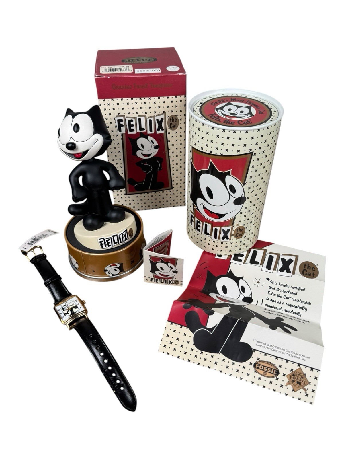 Vintage Felix the Cat Fossil Watch 593 of 5000 Made With Bobblehead NEW LI-1642
