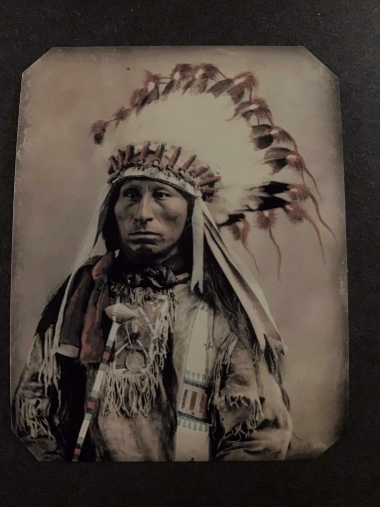 Sixth-Plate Native American SIOUX CHIEFS #2. c.1899 Tintype C2431RP