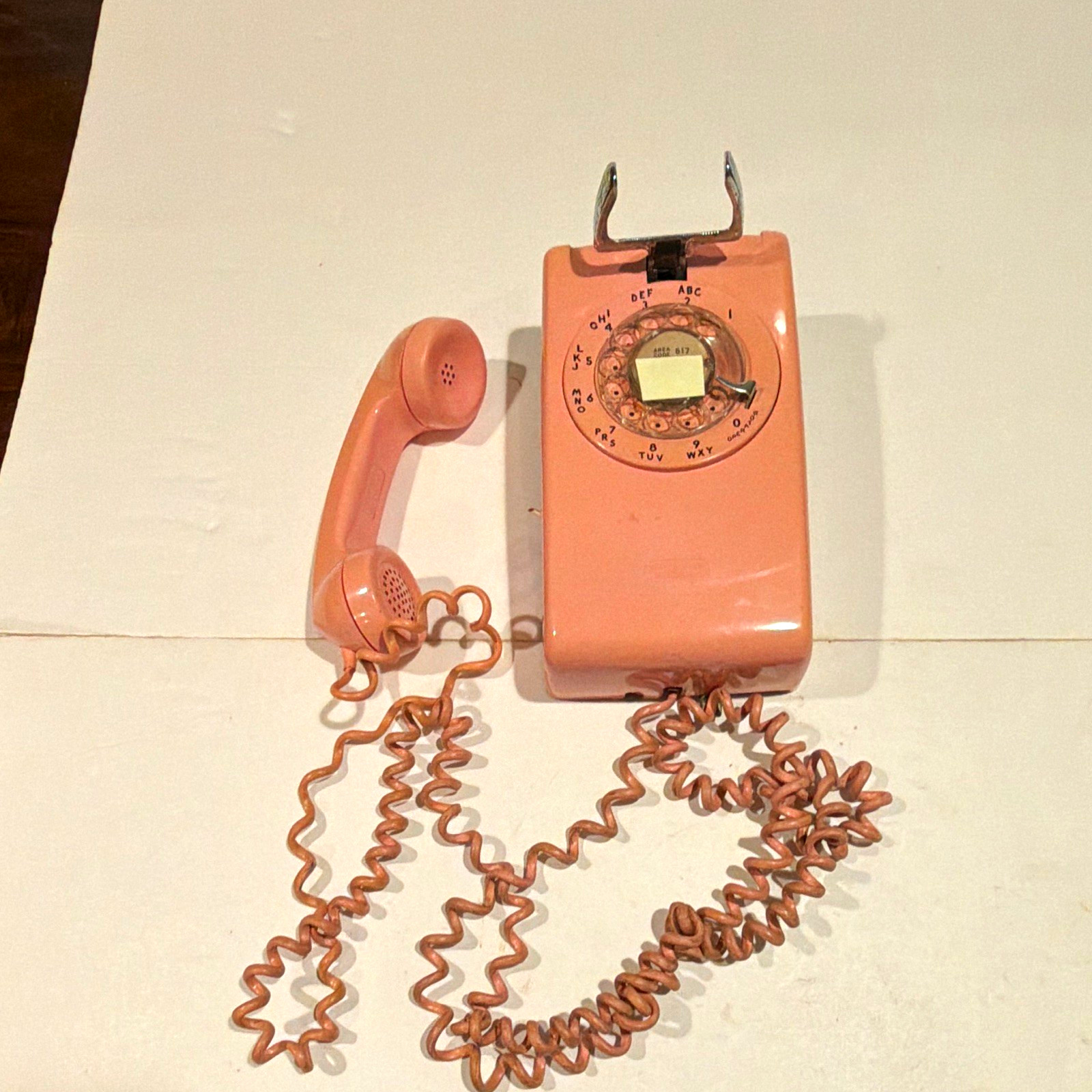 Bell System Pink Rotary Dial Wall Telephone Western Electric Vintage 1973