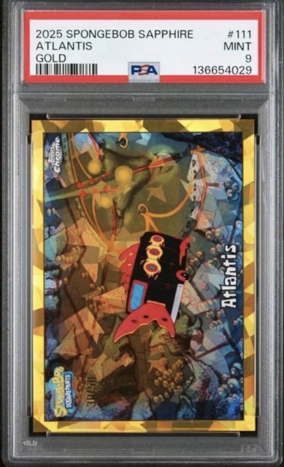 2025 Topps Chrome SpongeBob Sapphire Atlantis #111 Gold /50 PSA 9 2025 Topps Chrome SpongeBob Sapphire Atlantis #111 Gold /50 PSA 9