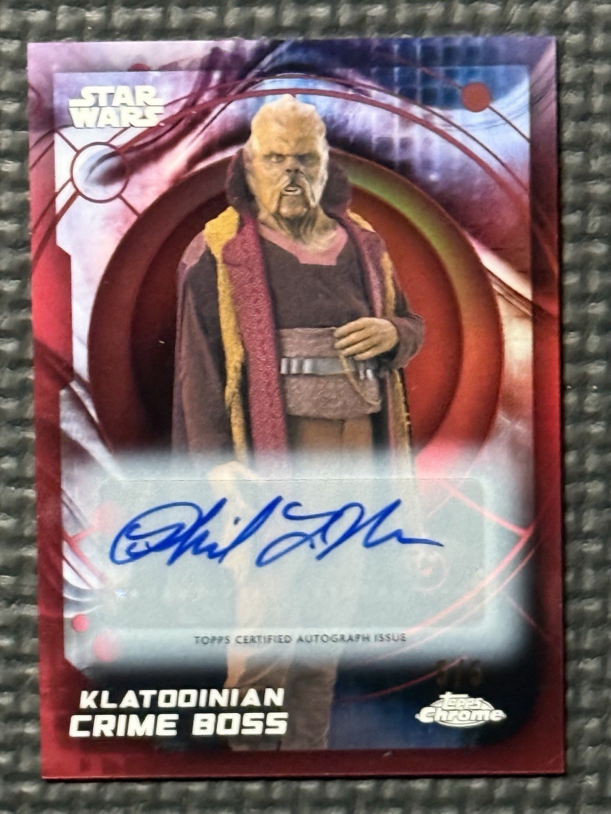 2026 Topps Chrome Star Wars Klatooinian Crime Boss (Phil LaMarr) Red Auto /5