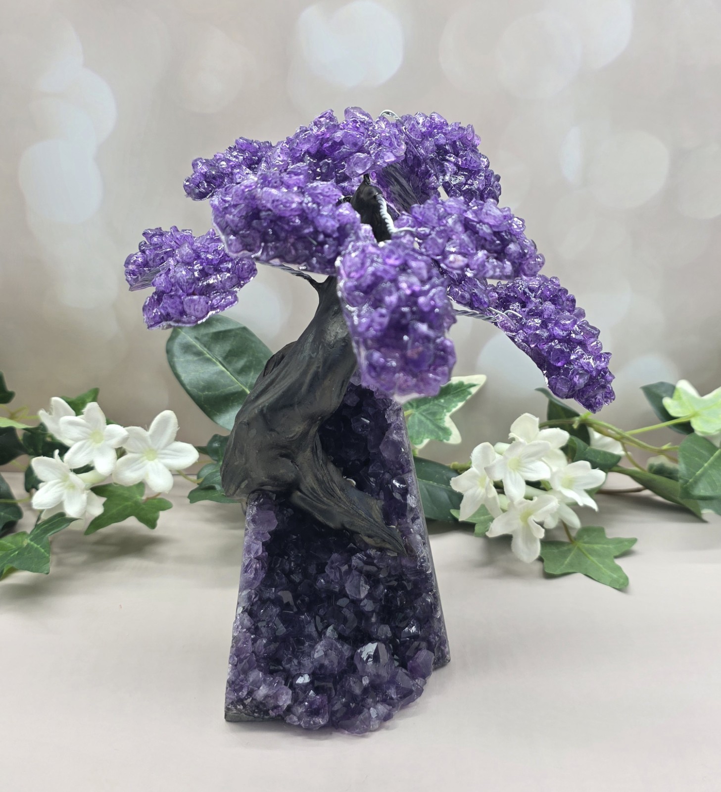 Large Uruguay Amethyst Crystal Tree Geode Bonsai Gemstone Sculpture 2lb 15oz