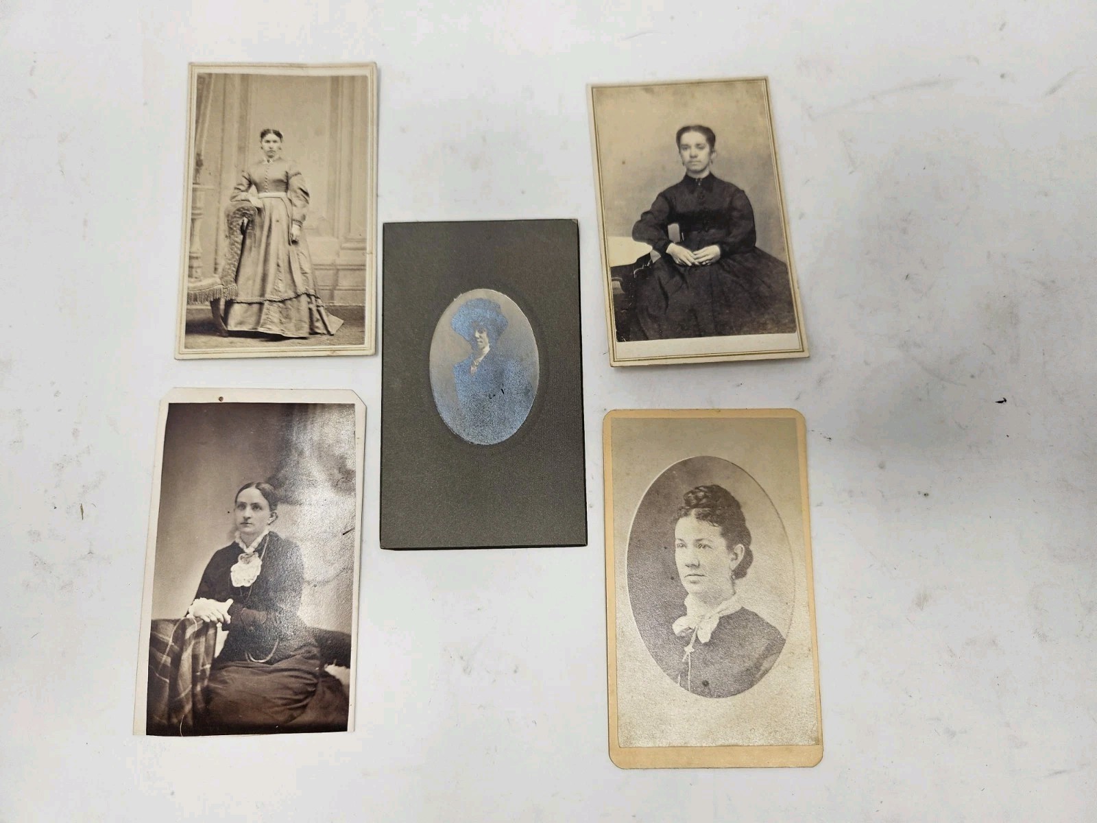 5 Antique 1800s Beautiful Women Fashion  CDV Photo Cards Portrait Photography
