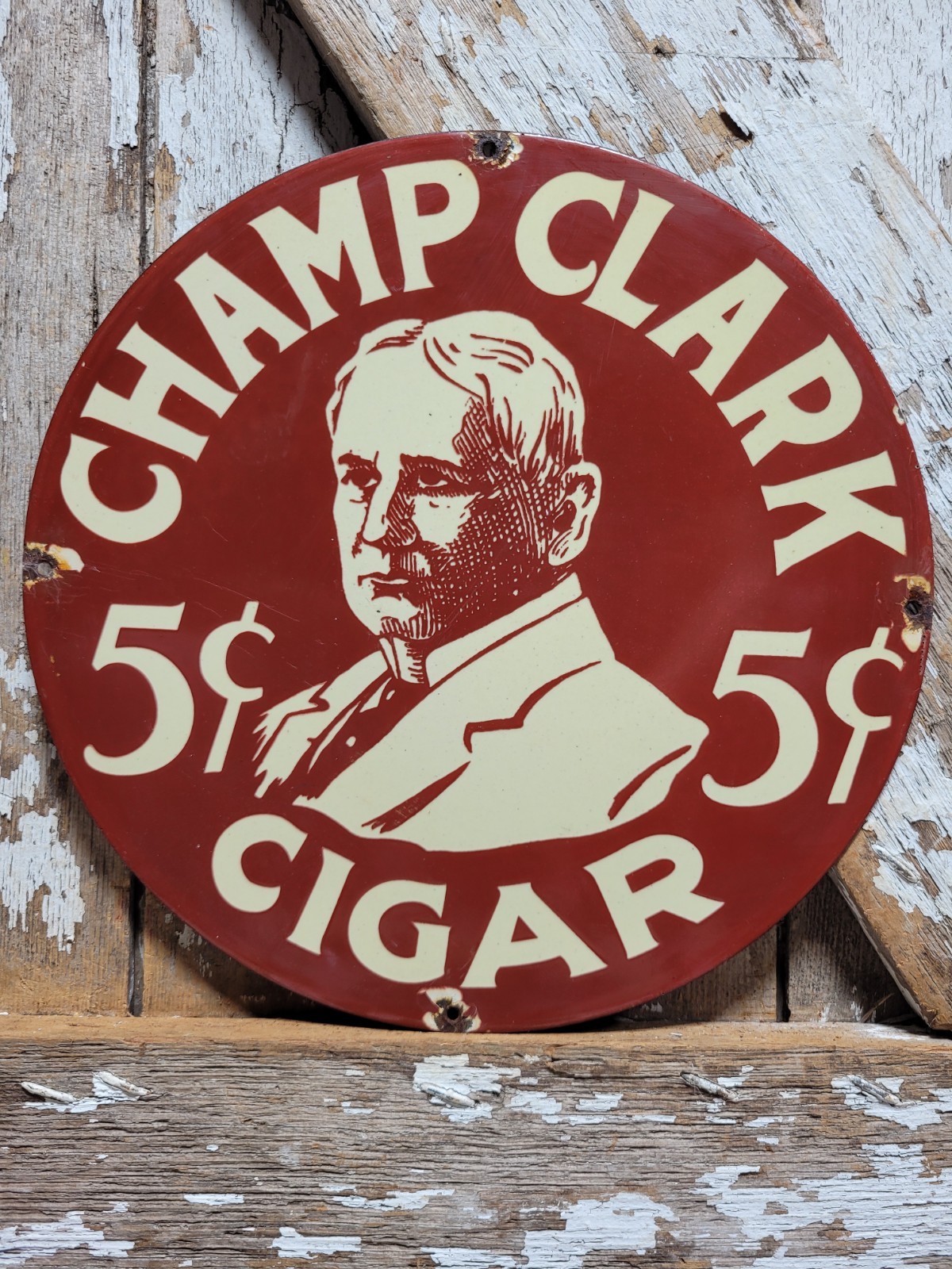 RARE VINTAGE CHAMP CLARK PORCELAIN SIGN OLD TOBACCO CIGAR SMOKING PIPE STORE 12\