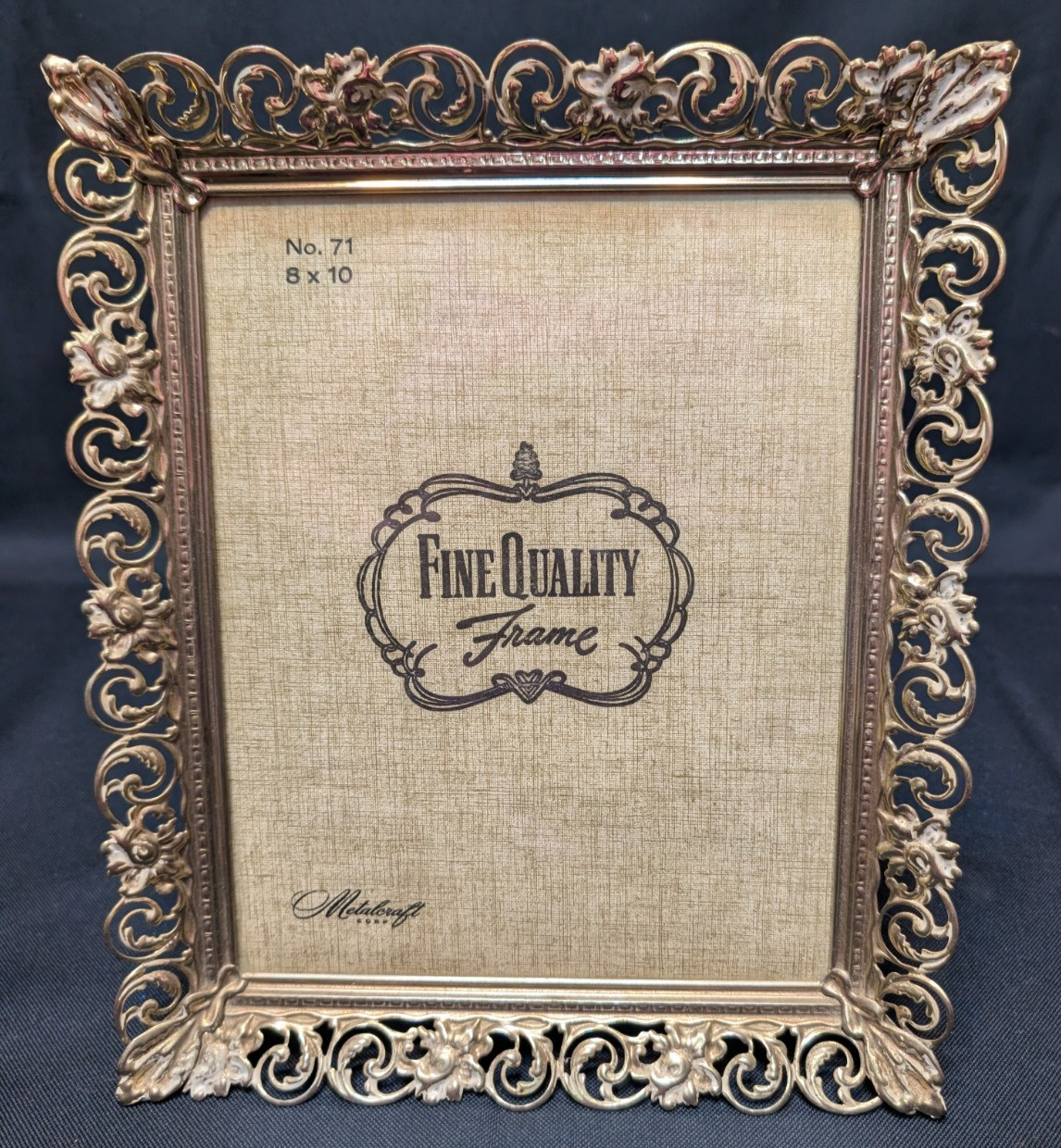 Vintage Metalcraft Metal Picture Frame Ornate Filigree 8 x 10