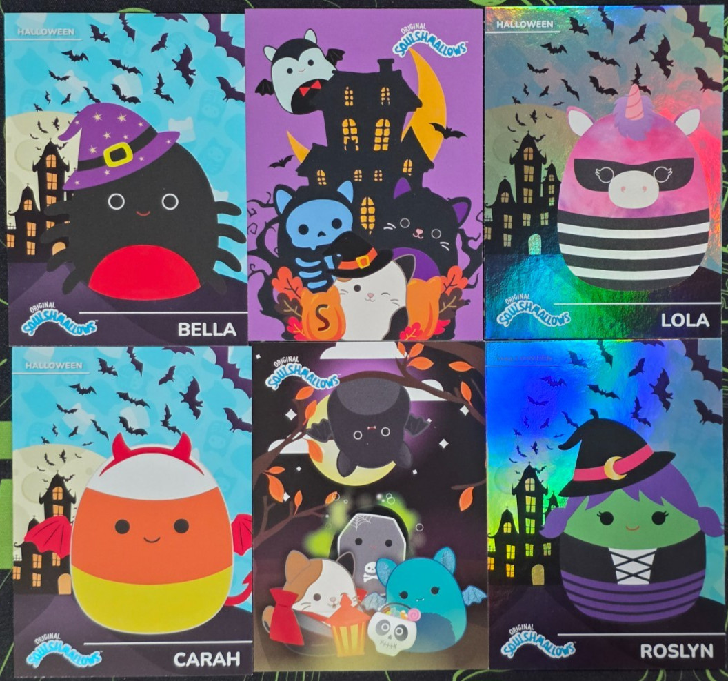 2025 PANINI SQUISHMALLOWS HALLOWEEN TRADING CARD LOT OF 6: LOLA, ROSLYN, BELLA