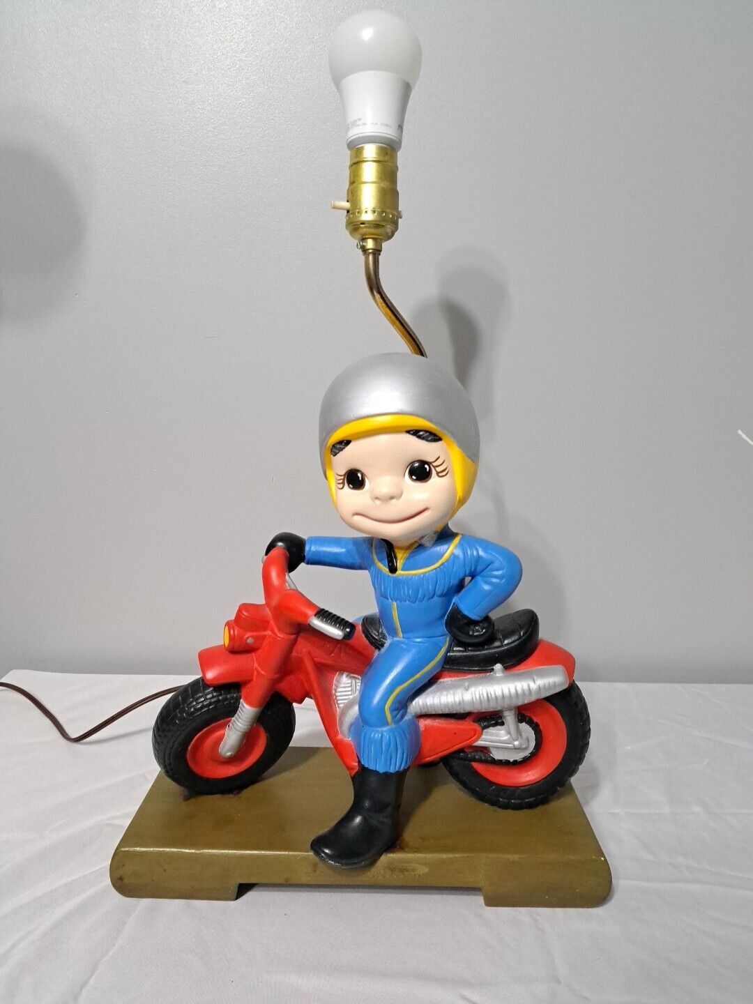 Vintage Lamp MAC Ceramic Motorcycle Boy Lamp ARNELS 1972