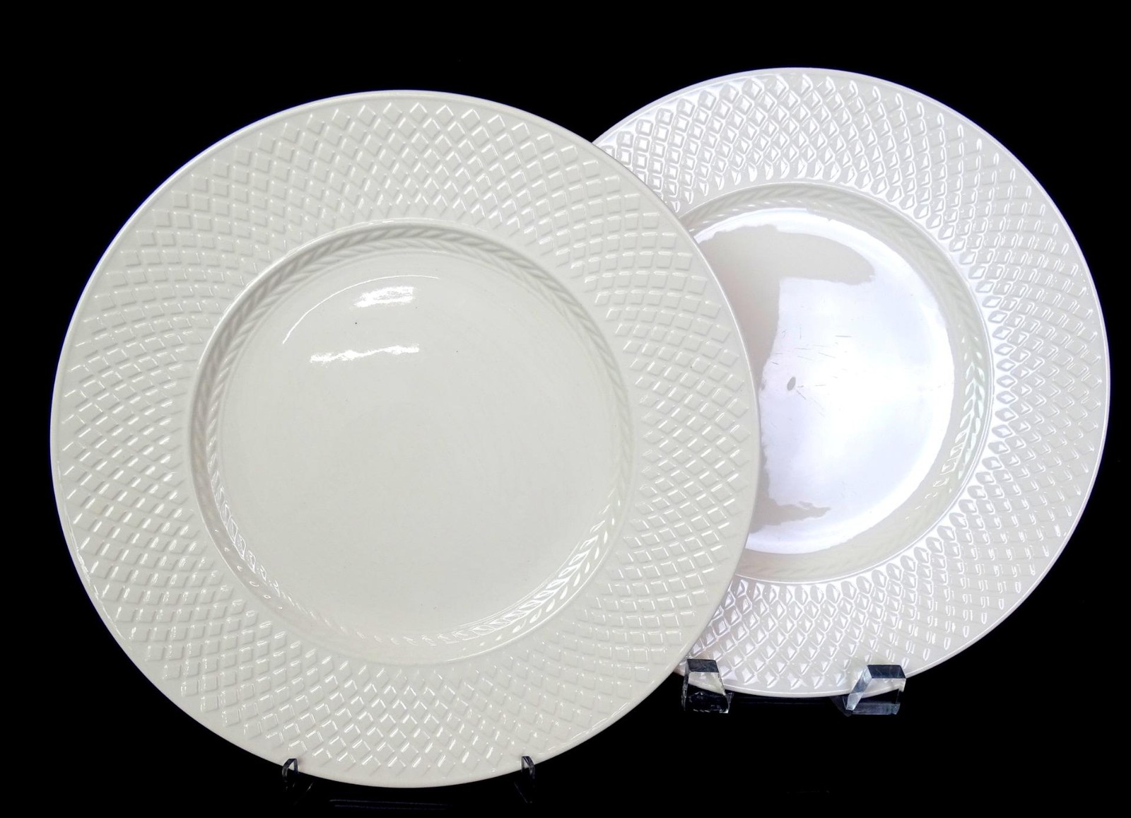Copeland Spodes Porcelain Mansard Pattern White 2 Pc 10 1/2
