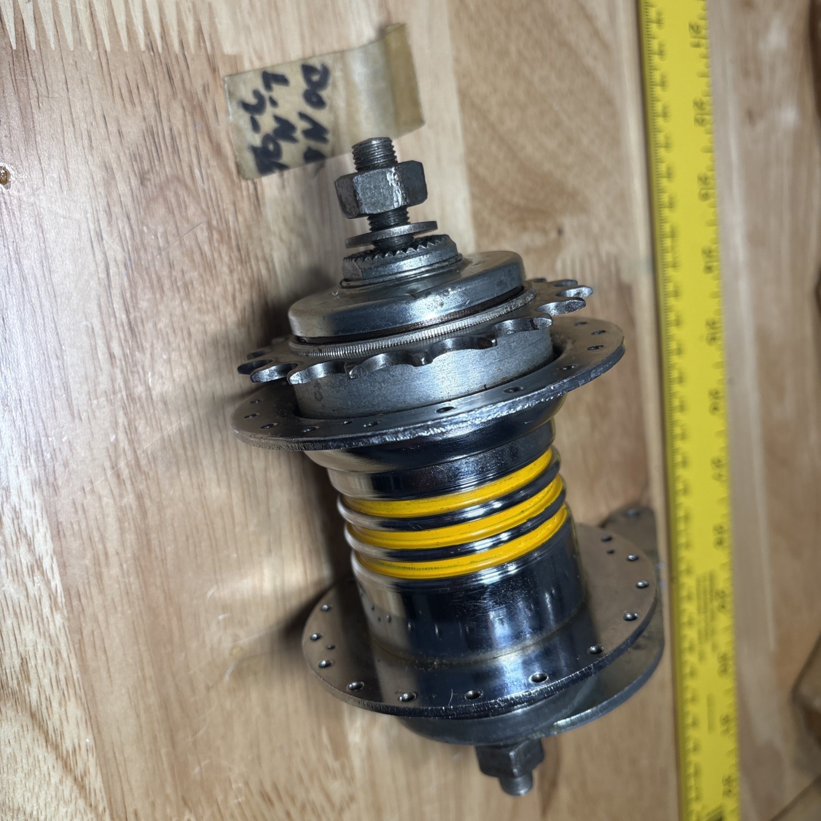 Vintage Bendix Two 2 Speed Kick Back Rear Hub Yellow Band USA Old Schwinn