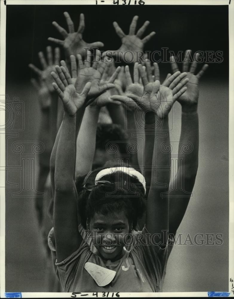 1984 Press Photo Yolanda Doucette, cheerleader at John Kennedy High School