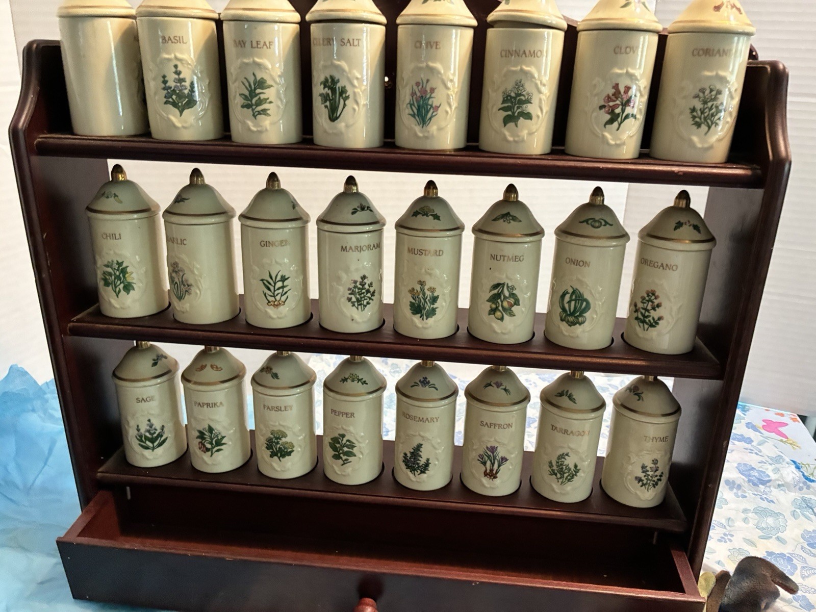 1992 Vintage Lenox Spice Garden Spice Jars Porcelain Set 24 w Original Boxes