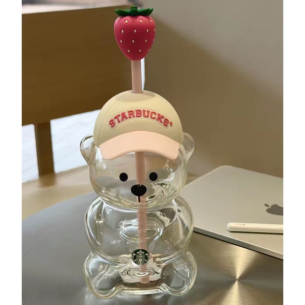 2026 New Starbucks Bearista Bear Cup Tumblers Strawberry Topper Baseball cap