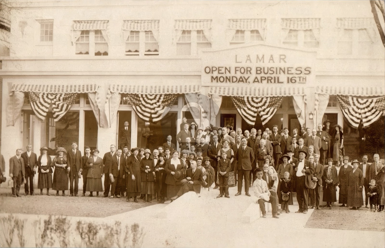 c1910's Lamar Bathhouse Opening Hot Springs Arkansas AR RPPC Photo Postcard COPY