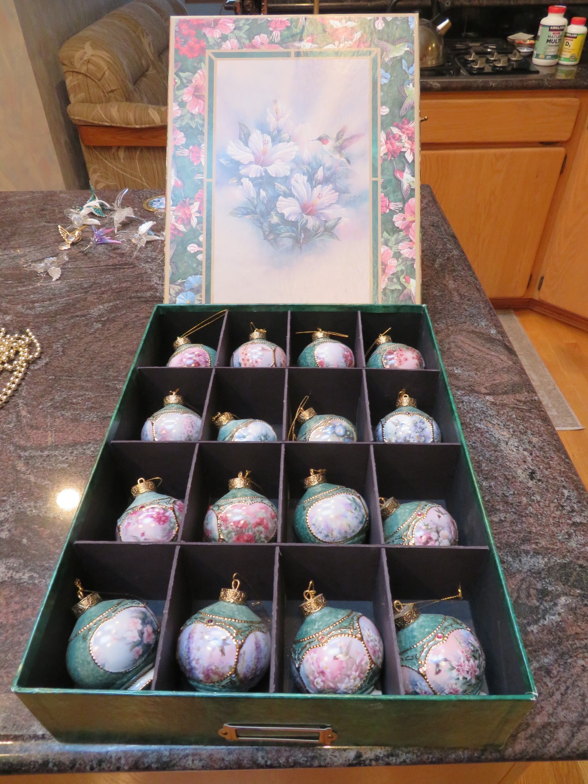 Lena Liu Treasury of Jeweled Hummingbird Ornaments Set of 16 Bradford Editions