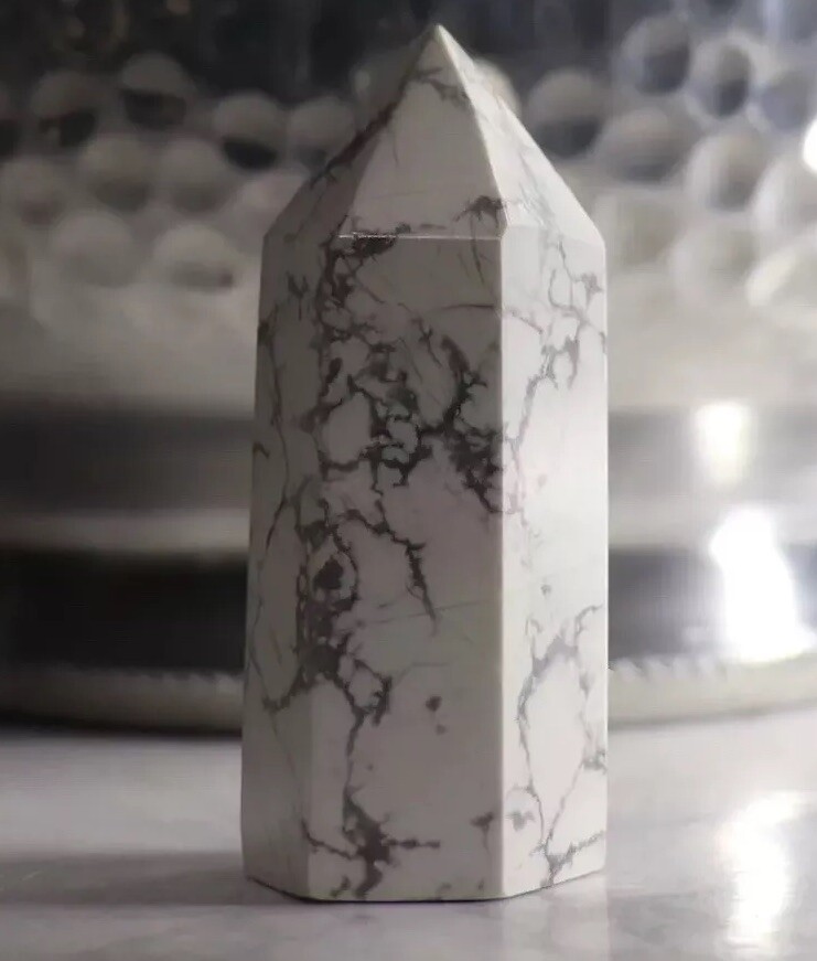 Rare Natural Howlite Crystal Point Rough Raw Gemstone Power Healing Strength