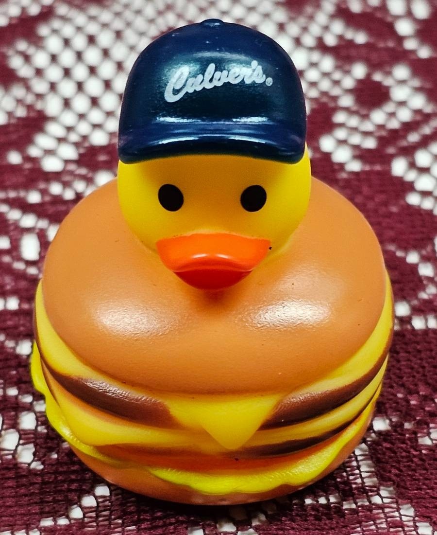 ONE (1) Culver\'s New Limited Edition Promo RUBBER DUCK - CHEESE BUTTER BURGER