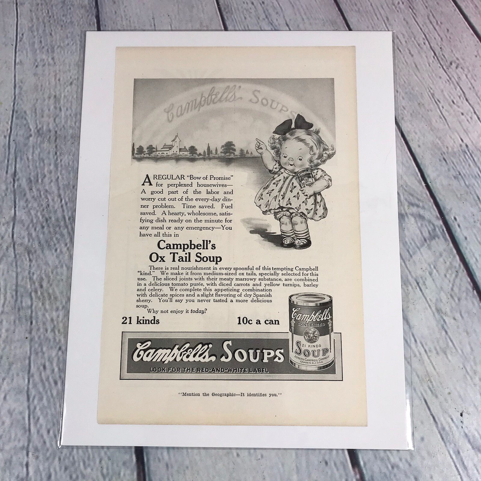 1916 Campbell's Ox Tail Soup WW1 Vintage Print Ad/Poster Promo Art Magazine Page