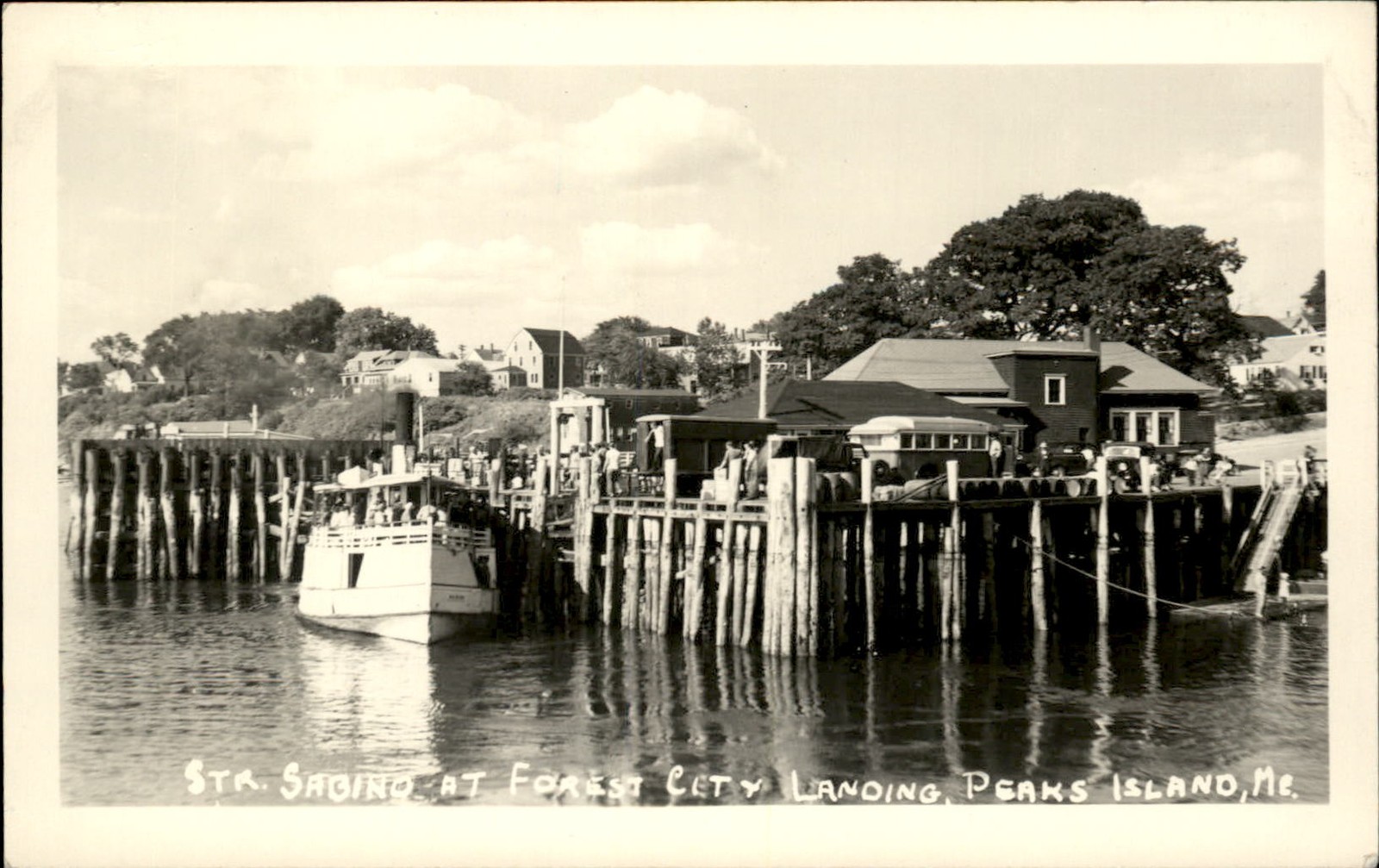 Peaks Island Forest City ME Steamer Sabino Landing c1950s Real Photo Postcard