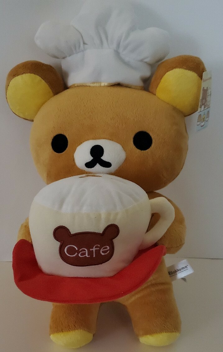 NWT Big 19” Rilakkuma Plush - Cafe Cup Waiter Chef Hat Waiter San-X