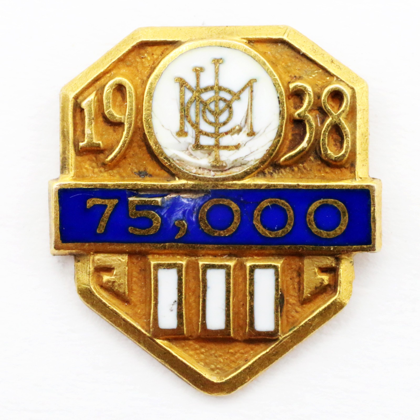 Vintage 1938 Metropolitan Life Insurance MetLife 75000 Service Pin 1/10 10K GF