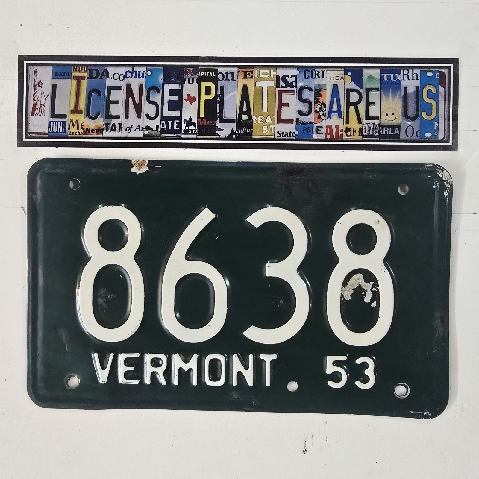 1953 Vermont License Plate 🔥 Original Vintage Four Digit VT Tag 8638