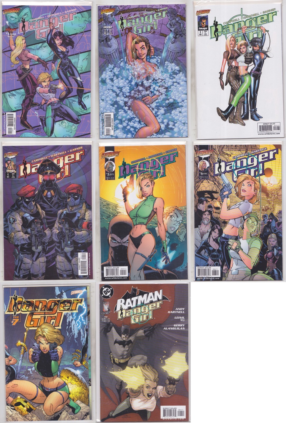 Danger Girl #1-7 + Batman / Danger Girl #1  J Scott Campbell Complete Series Set