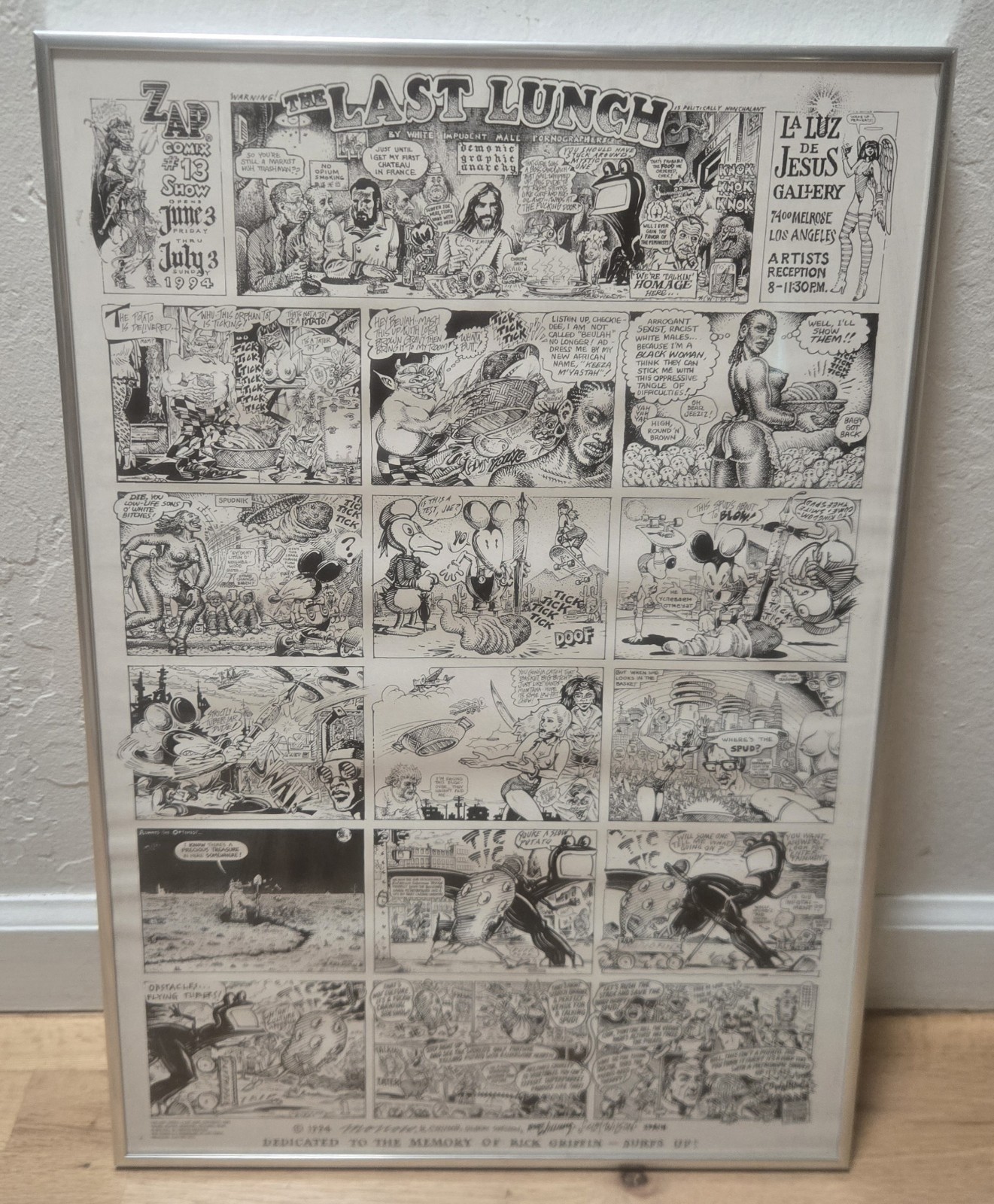 Vtg 1994 ZAP COMIX #13 Art Show Poster La Luz de Jesus Gallery R Crumb 16x23