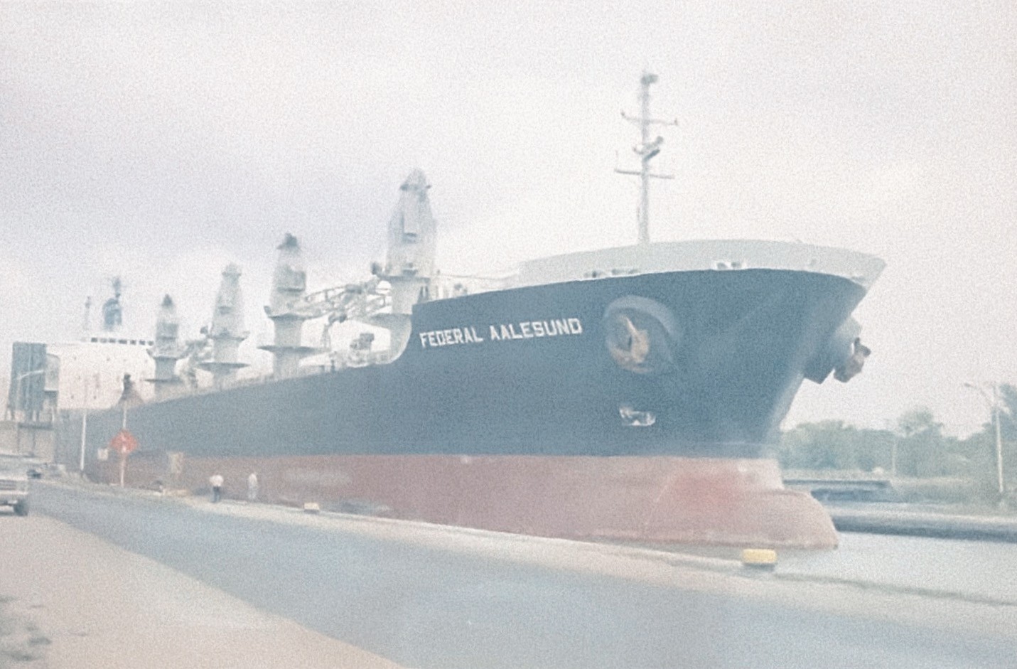 1980s Federal Aalesund Cargo Ship Freighter Docked Port Vintage 35mm Negative 1980s Federal Aalesund Cargo Ship Freighter Docked Port Vintage 35mm Negative