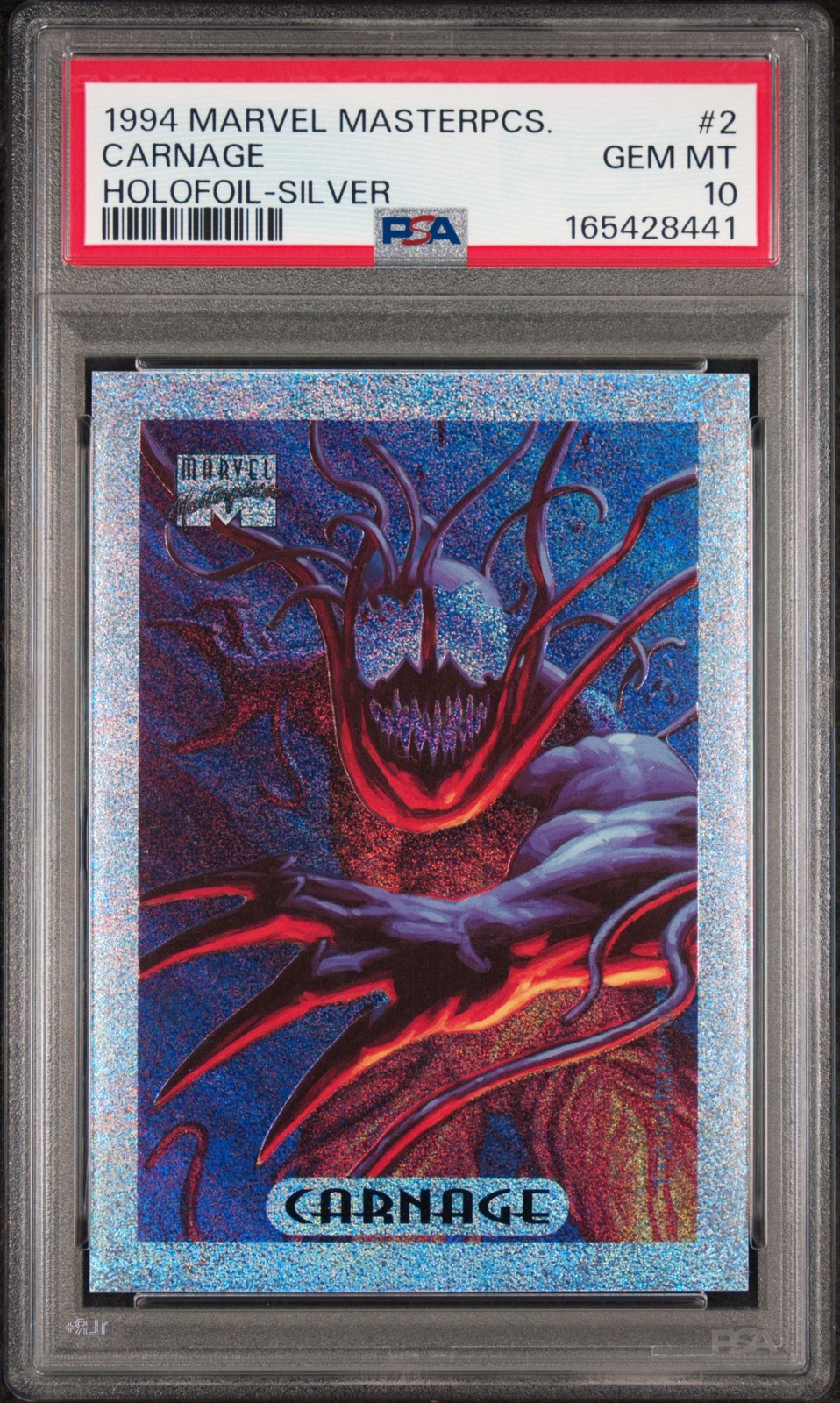 1994 MARVEL MASTERPIECES HOLOFOIL SILVER #2 CARNAGE PSA 10