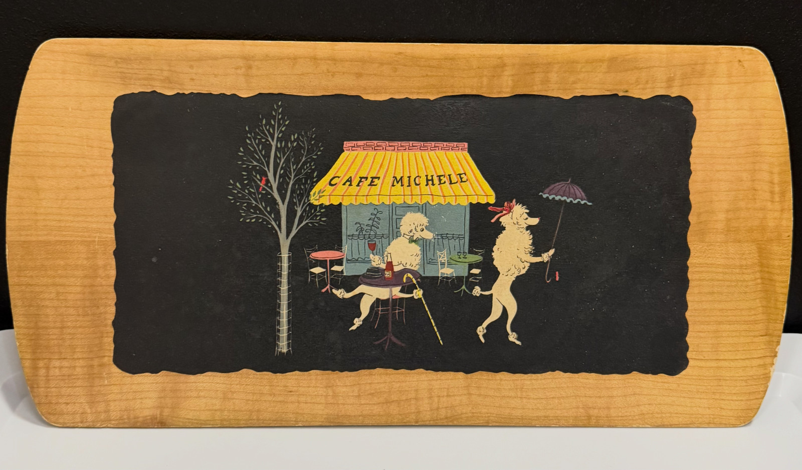 Vintage MCM Kentley Fifi & Pepe 4 Set Serving Trays Paris Poodle Café Michele