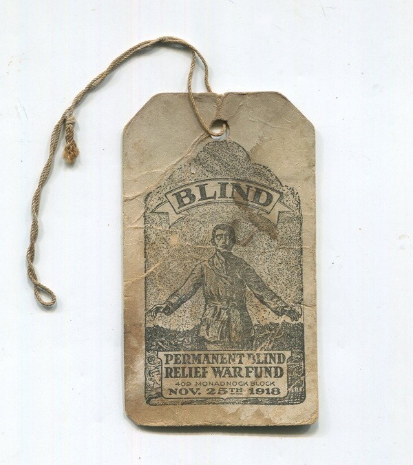 Nov. 28, 1918  WW 1  Permanent Blind Relief War Fund  HELEN KELLER  Contrib. Tag