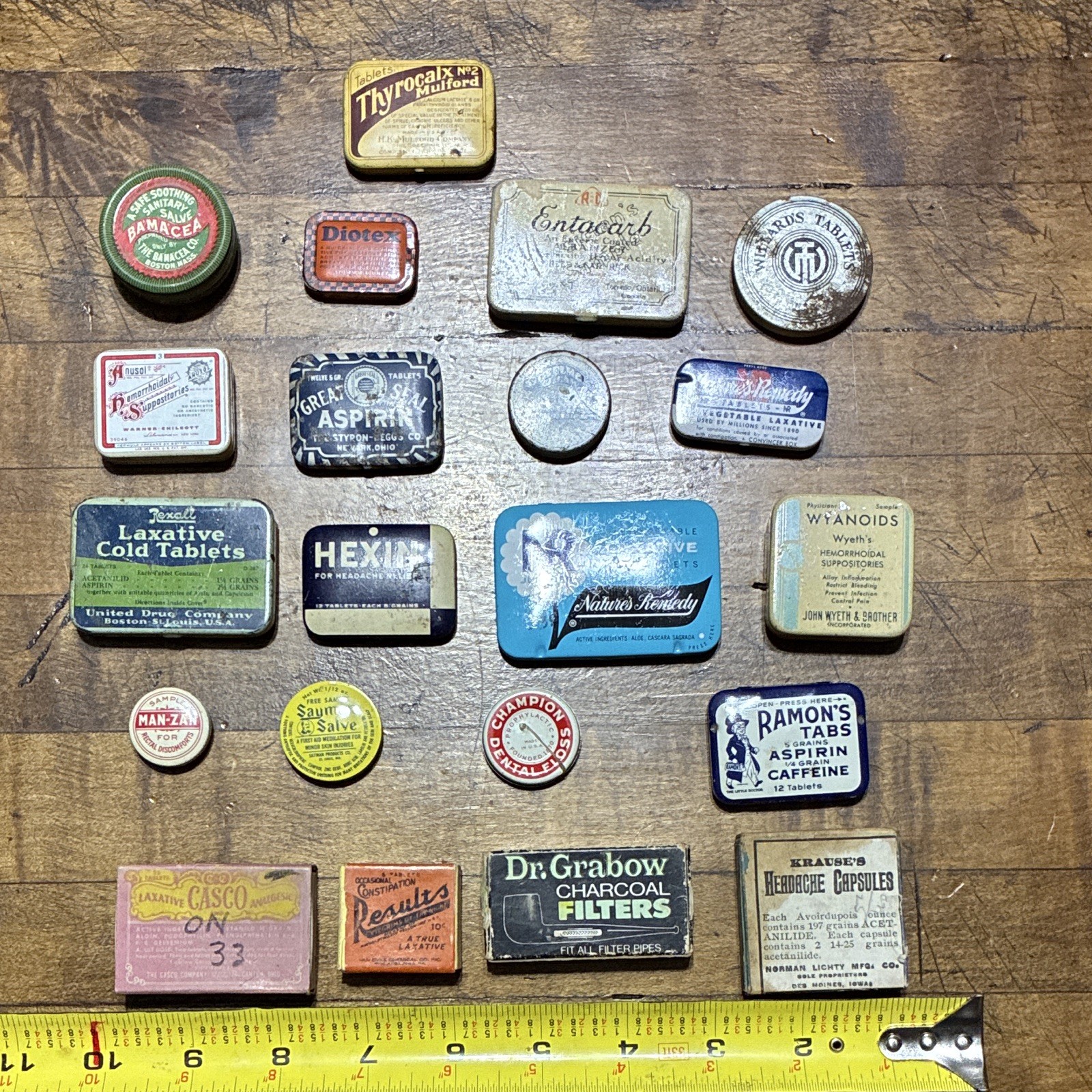 Lot of 21 Medicine Apothecary Advertising Tins /Salve Ointment Containers