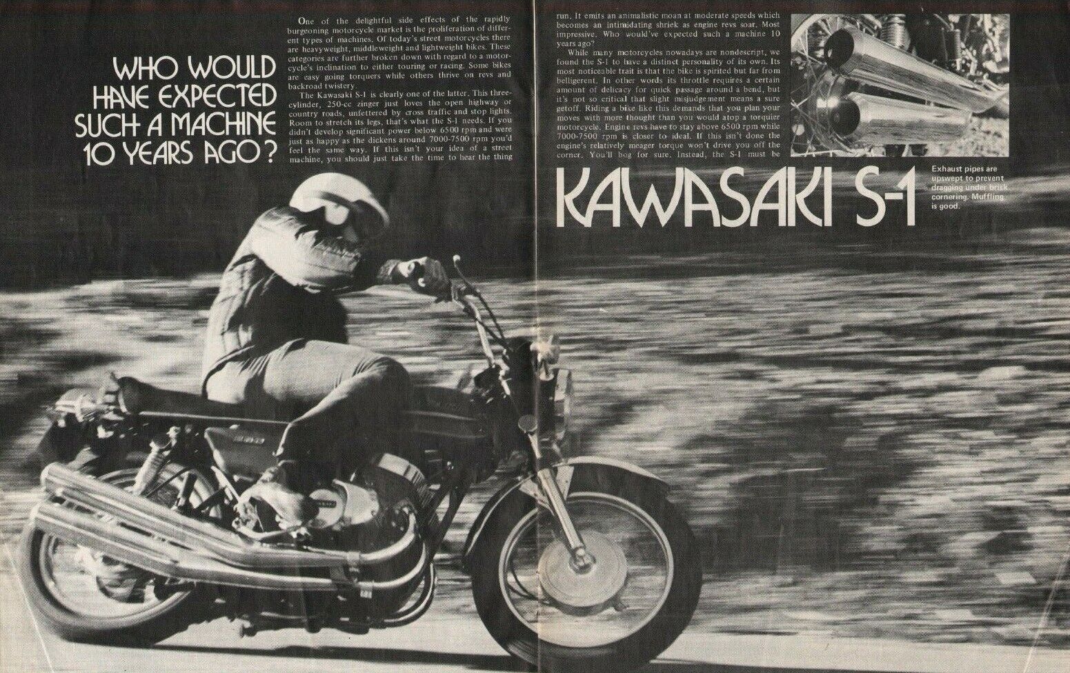 1973 Kawasaki S-1 - 4-Page Vintage Motorcycle Article