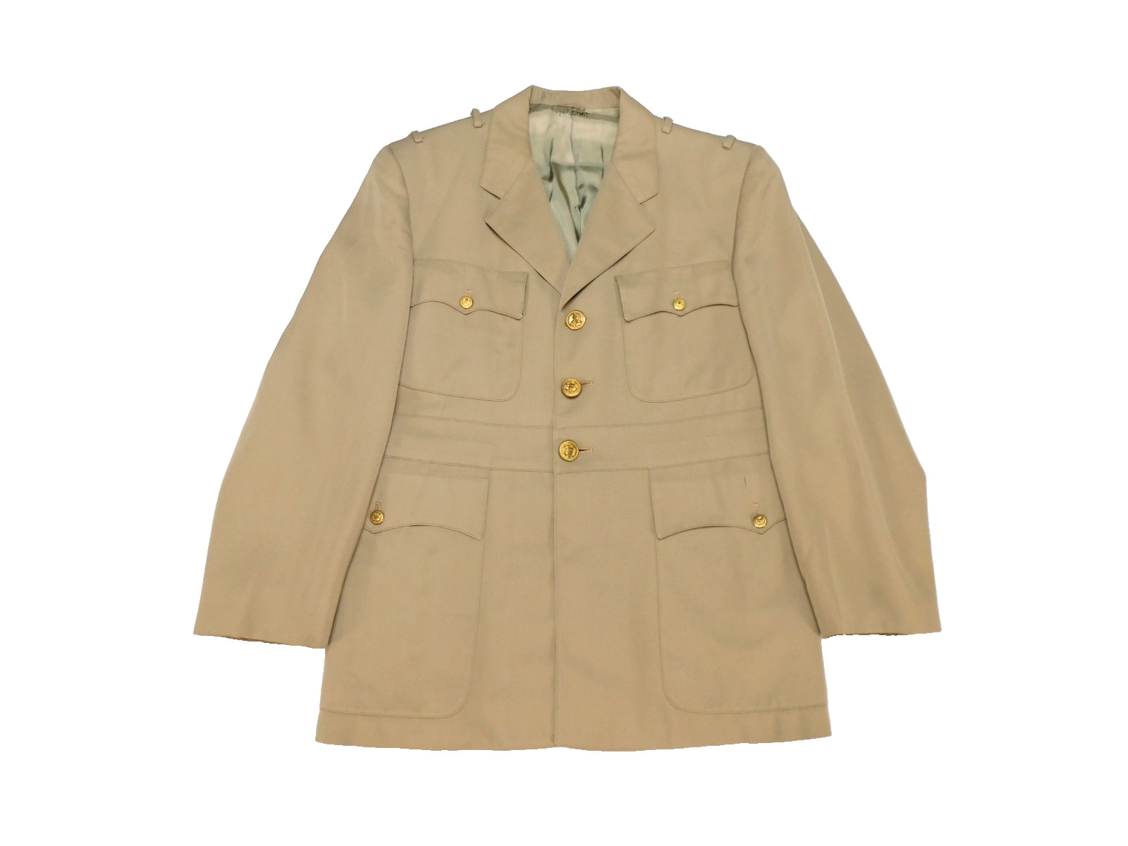 Korea Era US Navy Khaki Coat 40 Officer Service Dress Jacket USN Uniform Vintage