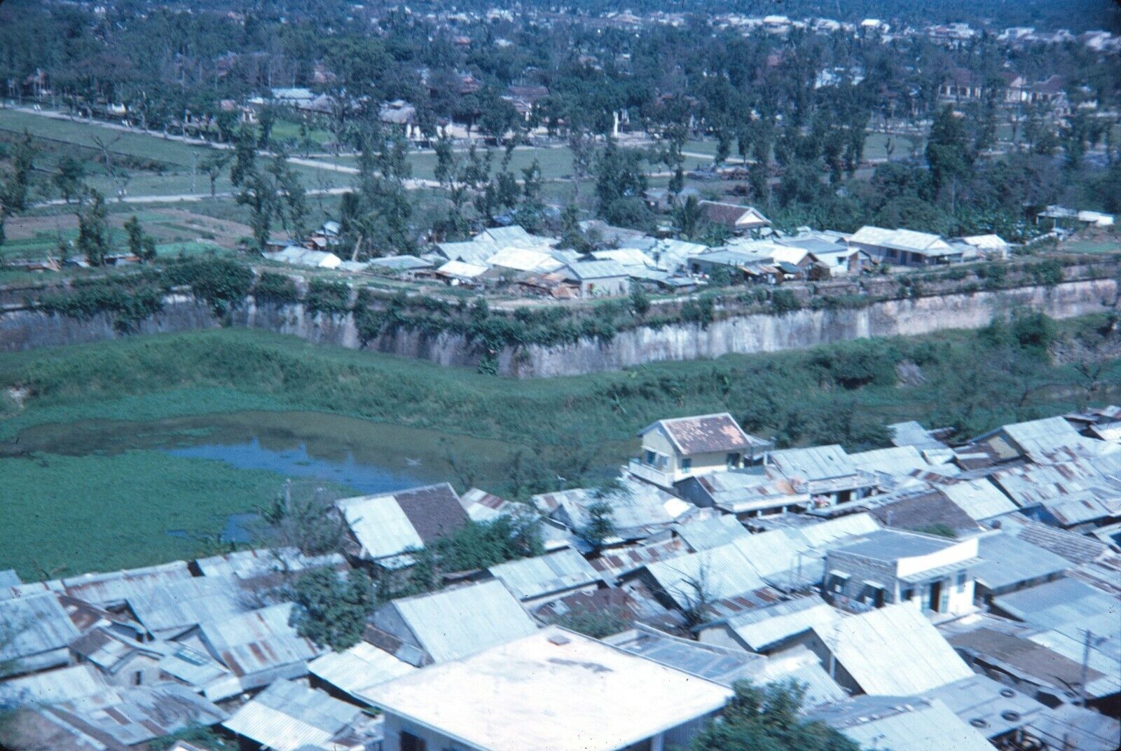 1968 Vietnam War Aerial View Overhead Villages Homes Vintage Kodachrome Slide