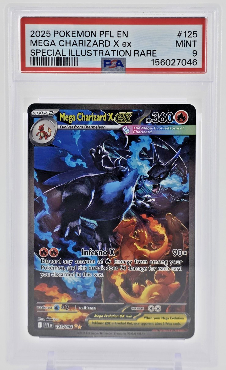PSA 9 2025 MEGA CHARIZARD X EX POKEMON CARD SPECIAL ILLUSTRATION RARE MINT 9 125