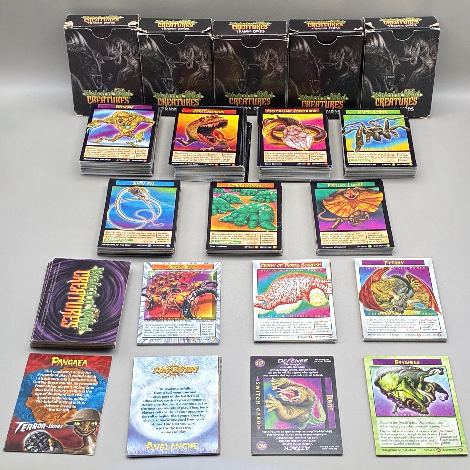 Weird 'N Wild Creatures Trading Card Game Lot 480 Cards 30+ Premium/Premium Plus